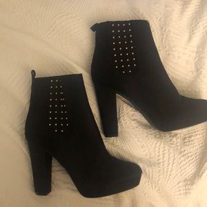 Black studded heeled boots size 9 H&M